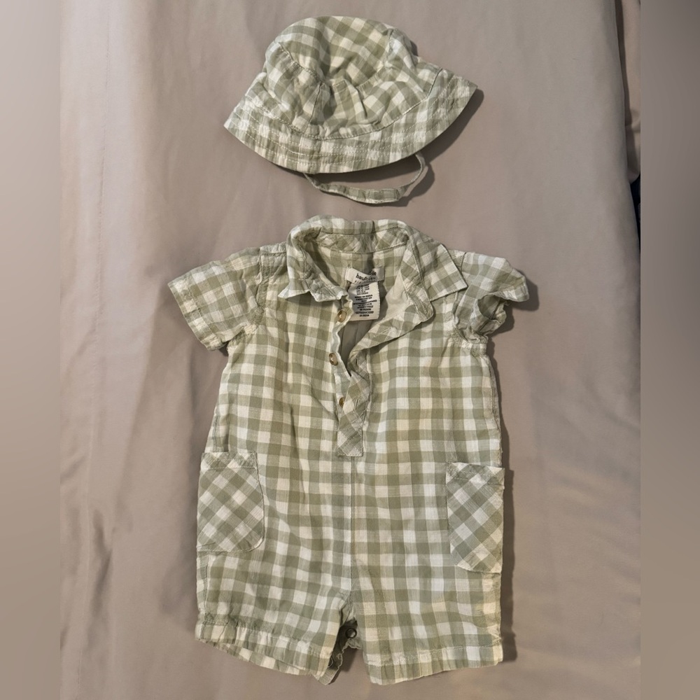 Haute Hippie Green and White Gingham Baby Outfit